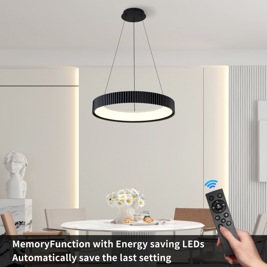 Brilagi - LED dæmpbar pendel på wire FALCON MODERN LED/54W/230V 3000–6500K Ø 60 cm sort + fjernbetjening