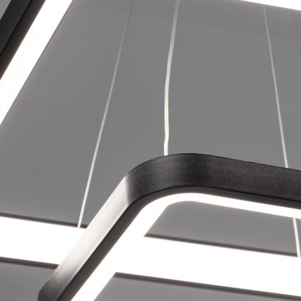 Brilagi - LED-dæmpbar pendel med wireophæng FALCON SLIM LED/78W/230V 3000-6500K 50x50 cm sort + fjernbetjening