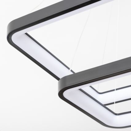 Brilagi - LED-dæmpbar pendel med wireophæng FALCON SLIM LED/78W/230V 3000-6500K 50x50 cm sort + fjernbetjening