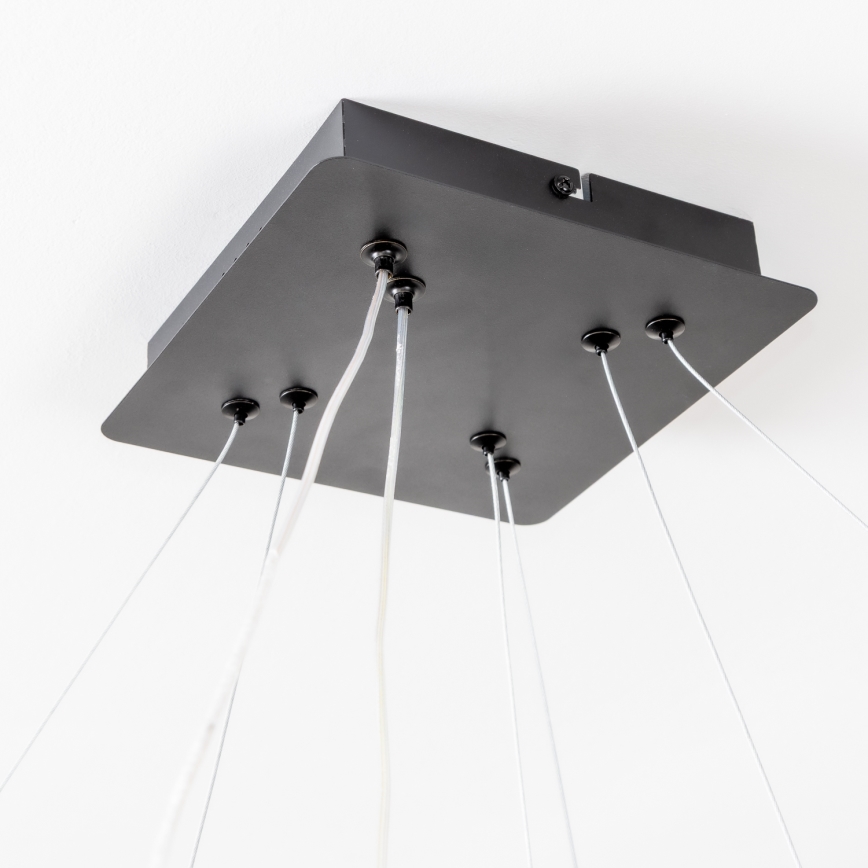 Brilagi - LED-dæmpbar pendel med wireophæng FALCON SLIM LED/78W/230V 3000-6500K 50x50 cm sort + fjernbetjening