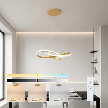 Brilagi - LED-dæmpbar pendel på wire INFINITY LED/55W/230V 3000-6000K 50x50 cm guld + fjernbetjening