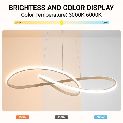 Brilagi - LED Dæmpbar pendel med wireophæng INFINITY LED/80W/230V 3000-6000K 80x80 cm beige + fjernbetjening