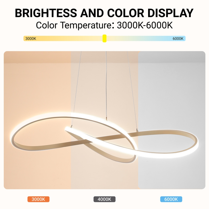Brilagi - LED Dæmpbar pendel med wireophæng INFINITY LED/80W/230V 3000-6000K 80x80 cm beige + fjernbetjening