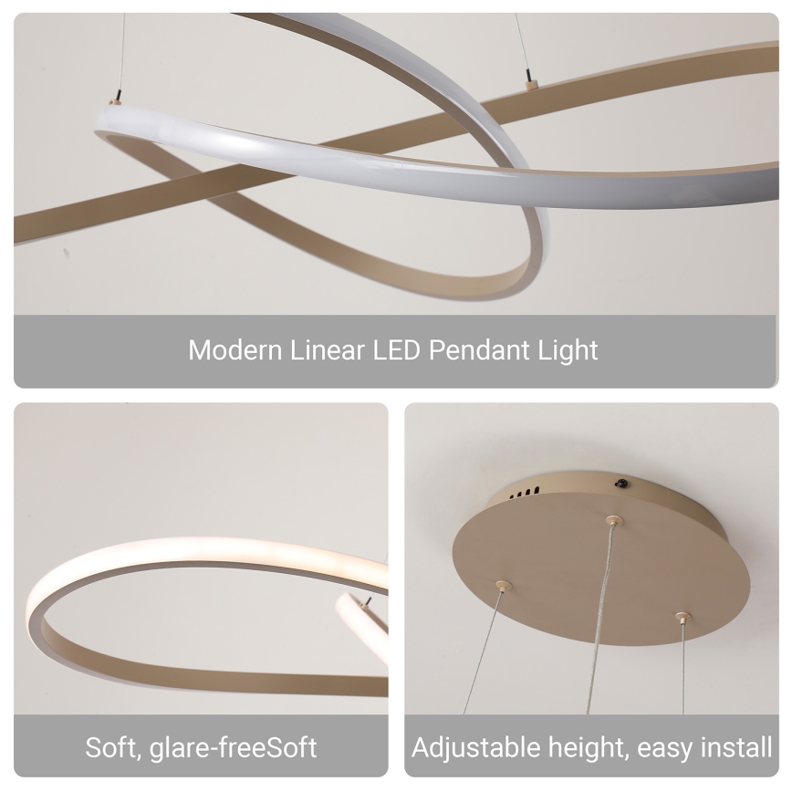 Brilagi - LED Dæmpbar pendel med wireophæng INFINITY LED/80W/230V 3000-6000K 80x80 cm beige + fjernbetjening
