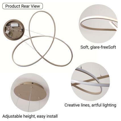 Brilagi - LED Dæmpbar pendel med wireophæng INFINITY LED/80W/230V 3000-6000K 80x80 cm beige + fjernbetjening