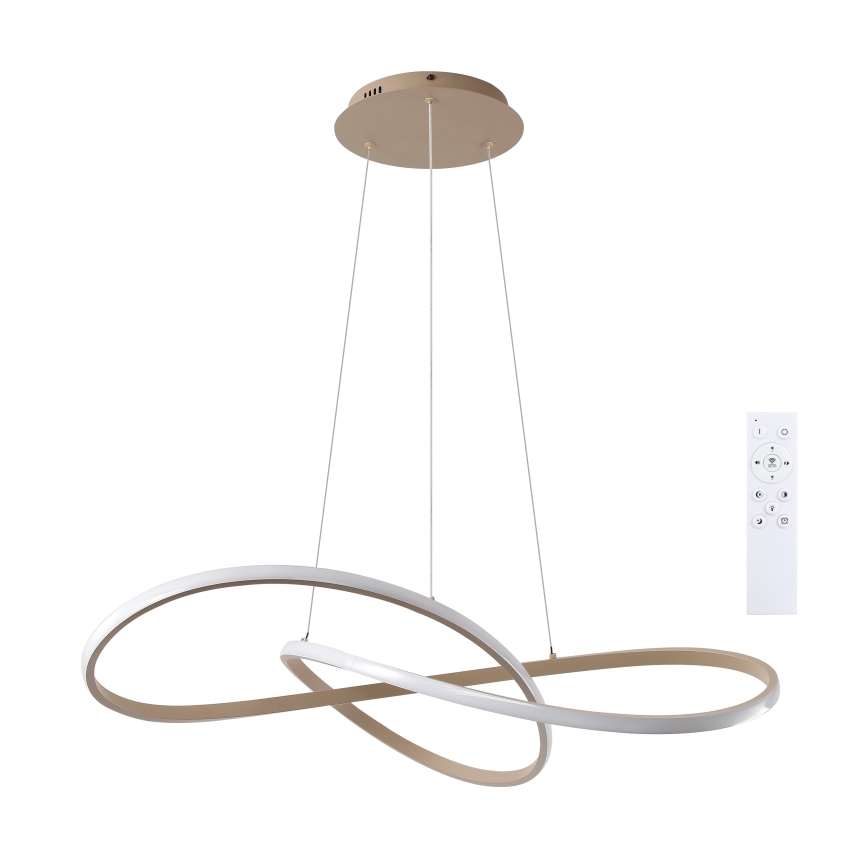 Brilagi - LED Dæmpbar pendel med wireophæng INFINITY LED/80W/230V 3000-6000K 80x80 cm beige + fjernbetjening