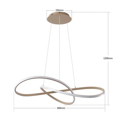 Brilagi - LED Dæmpbar pendel med wireophæng INFINITY LED/80W/230V 3000-6000K 80x80 cm beige + fjernbetjening
