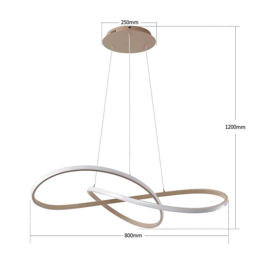 Brilagi - LED Dæmpbar pendel med wireophæng INFINITY LED/80W/230V 3000-6000K 80x80 cm beige + fjernbetjening