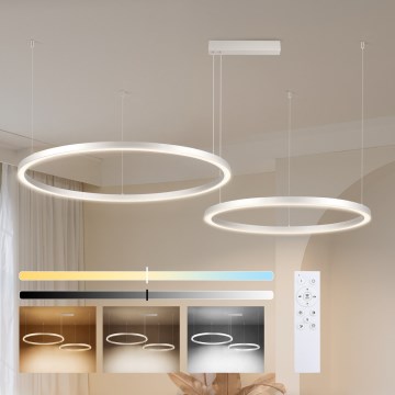 Brilagi - LED dæmpbar pendel på wire PORTOFINO LED/98W/230V 3000-6000K sølv + fjernbetjening