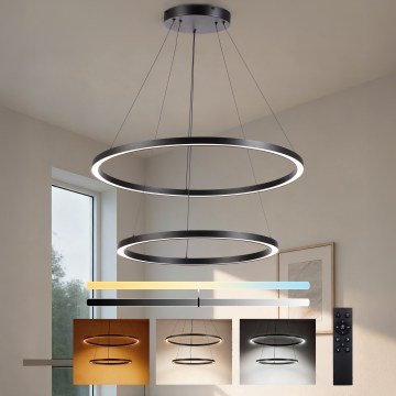 Brilagi - LED dæmpbar pendel på wire PORTOFINO LED/98W/230V 3000-6000K Ø 80 cm sort + fjernbetjening