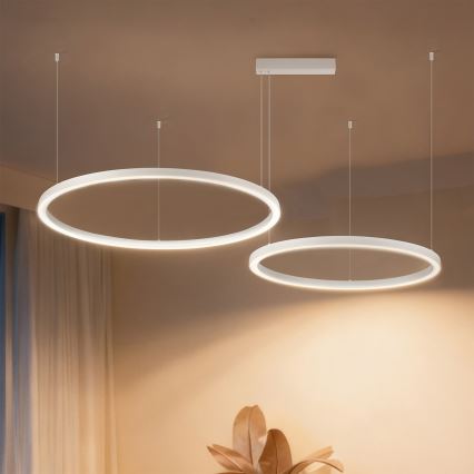 Brilagi - LED-dæmpbar lysekrone på wire PORTOFINO LED/98W/230V 3000-6000K hvid + fjernbetjening