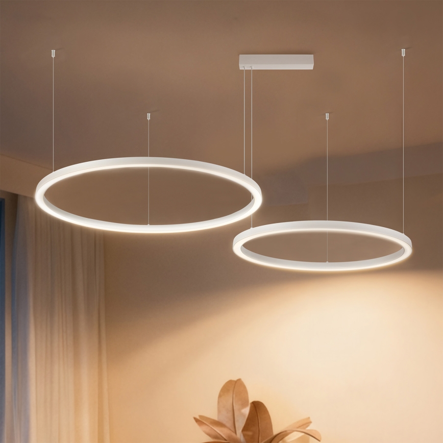 Brilagi - LED-dæmpbar lysekrone på wire PORTOFINO LED/98W/230V 3000-6000K hvid + fjernbetjening