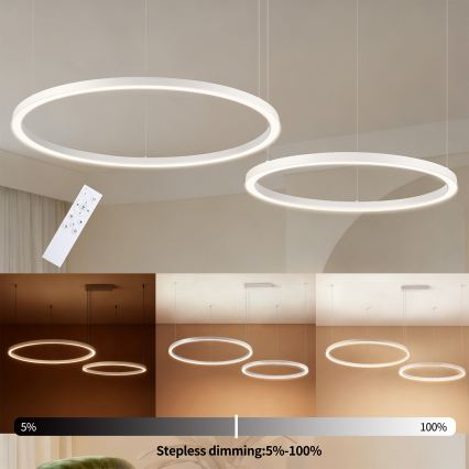Brilagi - LED-dæmpbar lysekrone på wire PORTOFINO LED/98W/230V 3000-6000K hvid + fjernbetjening