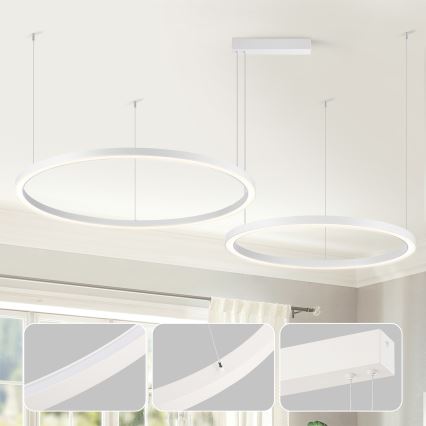 Brilagi - LED-dæmpbar lysekrone på wire PORTOFINO LED/98W/230V 3000-6000K hvid + fjernbetjening