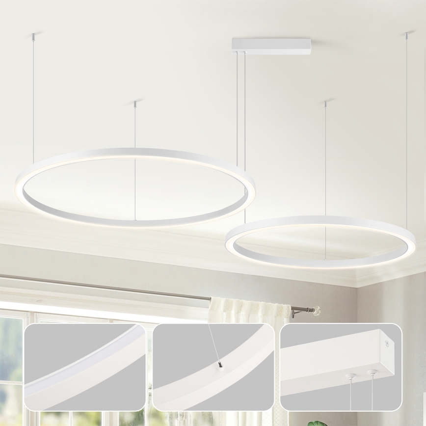 Brilagi - LED-dæmpbar lysekrone på wire PORTOFINO LED/98W/230V 3000-6000K hvid + fjernbetjening