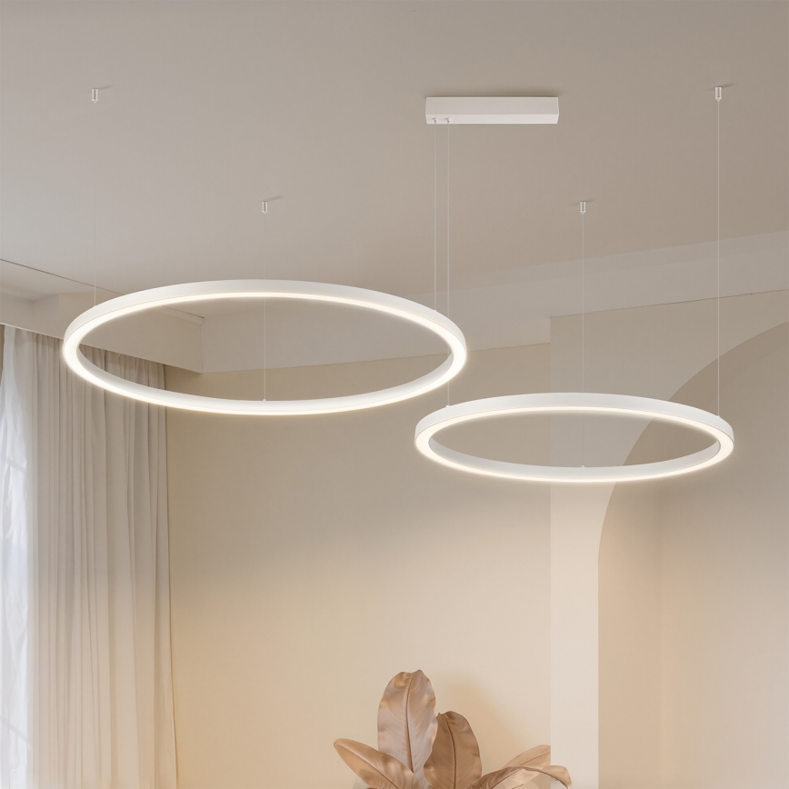 Brilagi - LED-dæmpbar lysekrone på wire PORTOFINO LED/98W/230V 3000-6000K hvid + fjernbetjening