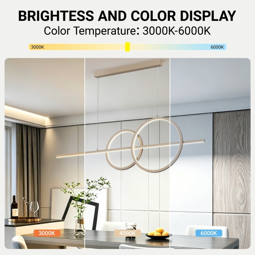 BRILAGI - Dæmpbar LED-pendel på wire SIGNATURE LED/53W/230V 3000-6000K 120 cm beige+ fjernbetjening