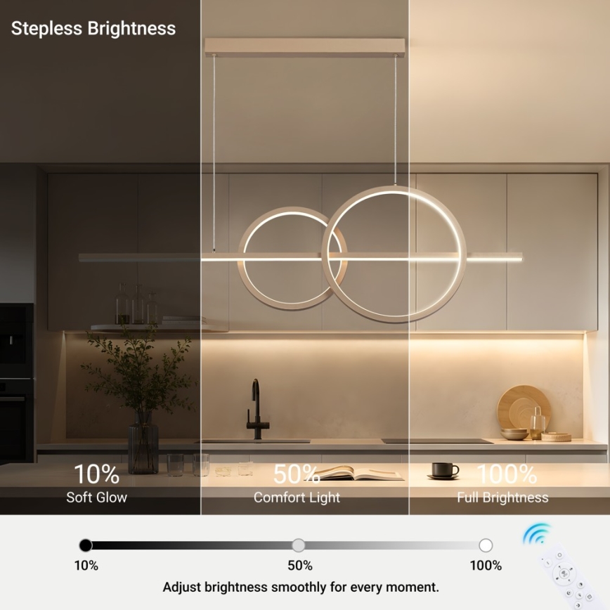 BRILAGI - Dæmpbar LED-pendel på wire SIGNATURE LED/53W/230V 3000-6000K 120 cm beige+ fjernbetjening