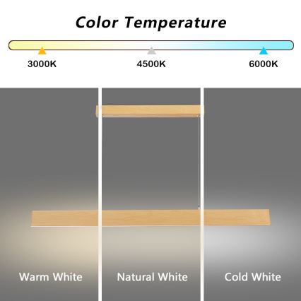 Brilagi - Dæmpbar LED-pendel på kabel SLIMLINE LED/40W/230V 3000-6000K med egetræslook + fjernbetjening