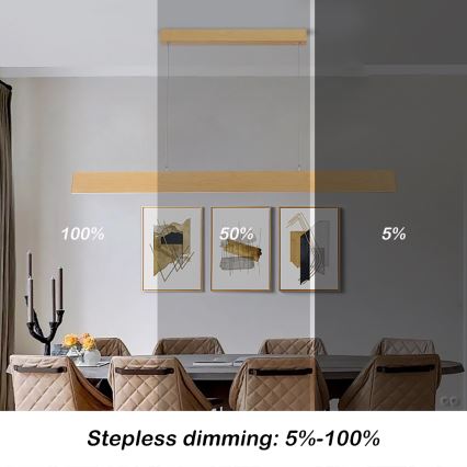 Brilagi - Dæmpbar LED-pendel på kabel SLIMLINE LED/40W/230V 3000-6000K med egetræslook + fjernbetjening