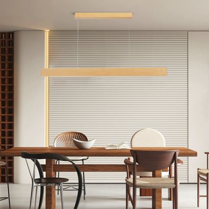 Brilagi - Dæmpbar LED-pendel på kabel SLIMLINE LED/40W/230V 3000-6000K med egetræslook + fjernbetjening