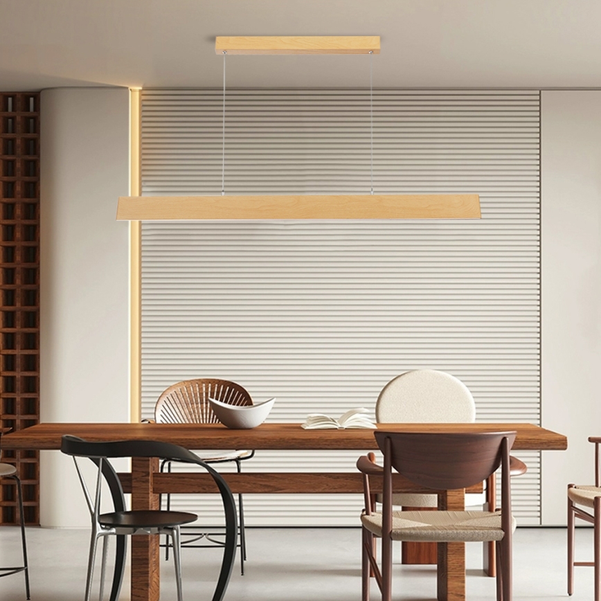 Brilagi - Dæmpbar LED-pendel på kabel SLIMLINE LED/40W/230V 3000-6000K med egetræslook + fjernbetjening