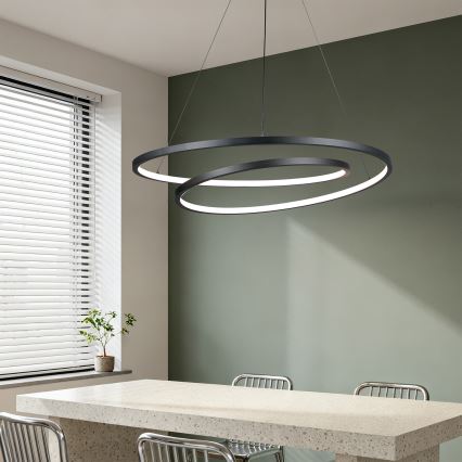 Brilagi - LED dæmpbar pendel på kabel TWISTER LED/105W/230V 3000-6000K Ø 100 cm sort + fjernbetjening