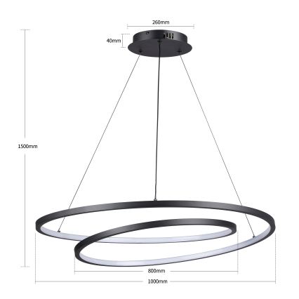 Brilagi - LED dæmpbar pendel på kabel TWISTER LED/105W/230V 3000-6000K Ø 100 cm sort + fjernbetjening