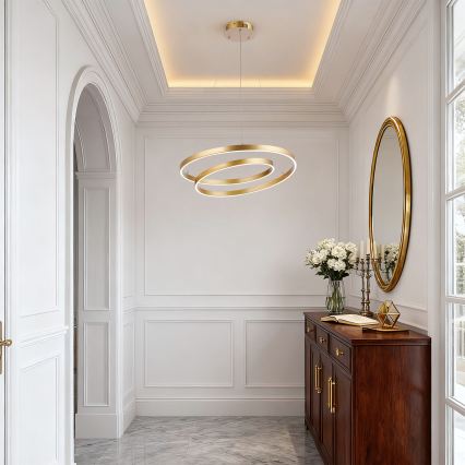 Brilagi - Dæmpbar LED-pendel på wire TWISTER LED/48W/230V 3000–6000K Ø 50 cm guld + fjernbetjening