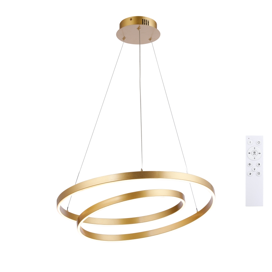 Brilagi - Dæmpbar LED-pendel på wire TWISTER LED/48W/230V 3000–6000K Ø 50 cm guld + fjernbetjening