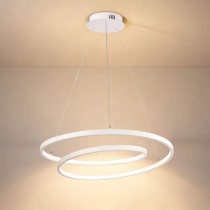 Brilagi - LED-dæmpbar pendel med kabelophæng TWISTER LED/48W/230V 3000–6000K Ø 50 cm hvid + fjernbetjening