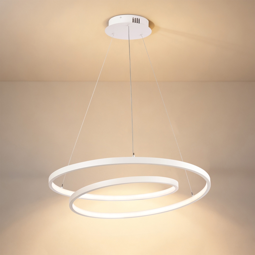 Brilagi - LED-dæmpbar pendel med kabelophæng TWISTER LED/48W/230V 3000–6000K Ø 50 cm hvid + fjernbetjening