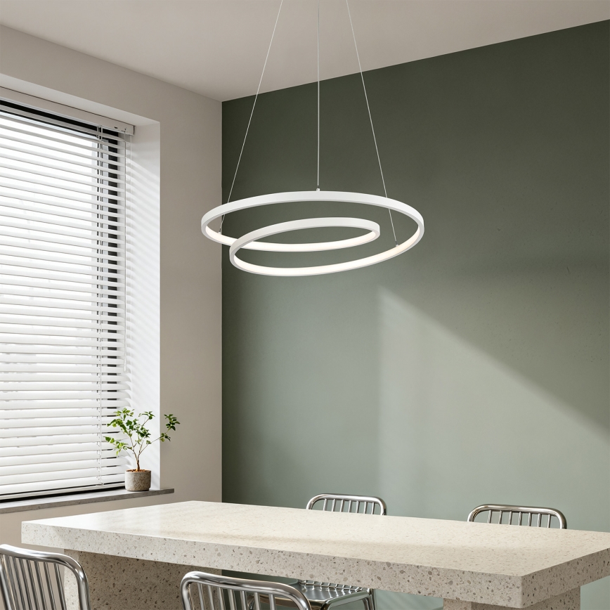 Brilagi - LED-dæmpbar pendel med kabelophæng TWISTER LED/48W/230V 3000–6000K Ø 50 cm hvid + fjernbetjening