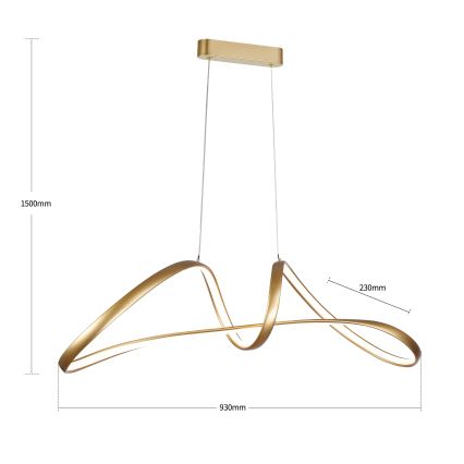 Brilagi - LED-dæmpbar pendel på wire TWISTER LED/60W/230V 3000-6000K guld + fjernbetjening