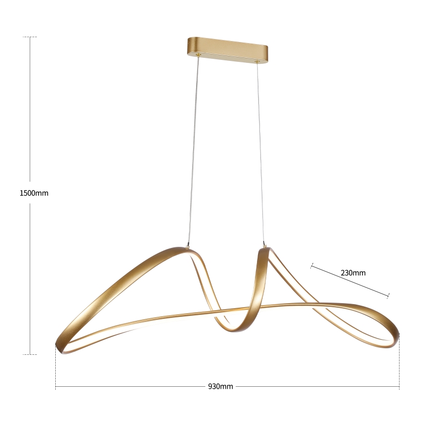 Brilagi - LED-dæmpbar pendel på wire TWISTER LED/60W/230V 3000-6000K guld + fjernbetjening