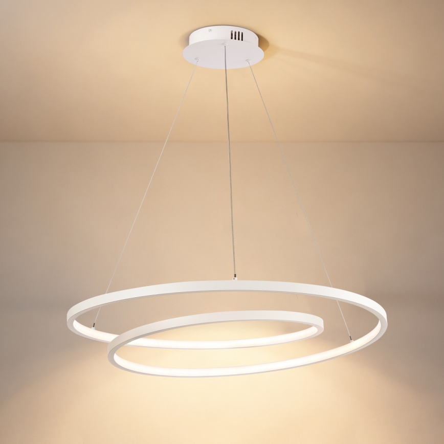 Brilagi - LED dæmpbar pendel på wire TWISTER LED/75W/230V 3000-6000K Ø 70 cm hvid + fjernbetjening