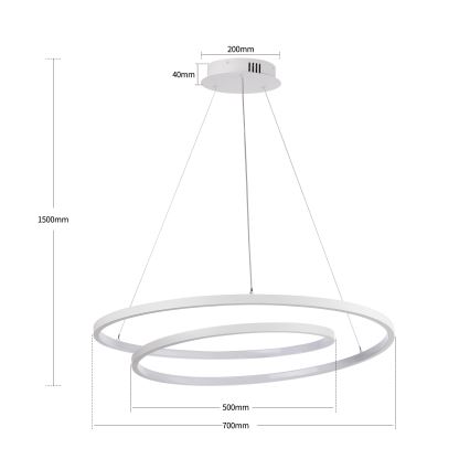 Brilagi - LED dæmpbar pendel på wire TWISTER LED/75W/230V 3000-6000K Ø 70 cm hvid + fjernbetjening