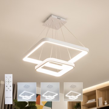 Brilagi - LED dæmpbar pendellampe med wire FALCON SLIM LED/78W/230V 3000-6500K 50x50 cm hvid + fjernbetjening