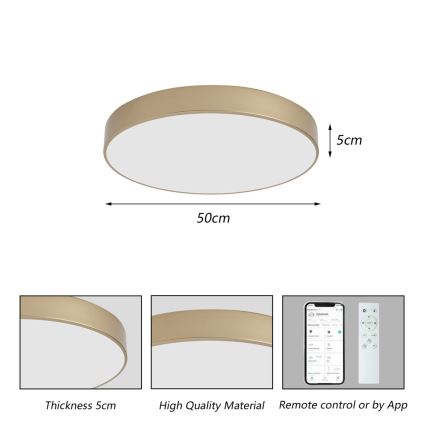 BRILAGI - LED-dæmpbar loftlampe POOL SMART LED/60W/230V 3000-6000K Ø 50 cm Wi-Fi Tuya guld + fjernbetjening