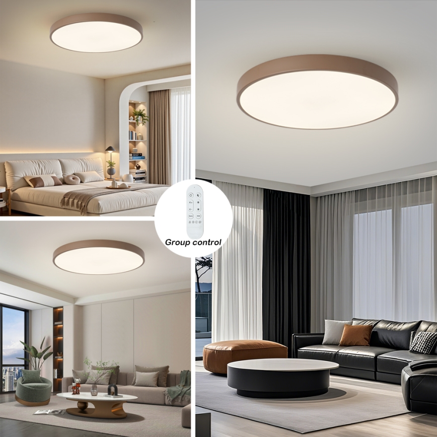 Brilagi - LED dæmpbar armatur POOL SMART LED/100W/230V Ø 80 cm Wi-Fi Tuya + fjernbetjening brun