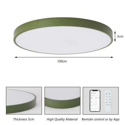 Brilagi - LED-dæmpbart armatur POOL SMART LED/128W/230V Ø 100 cm Wi-Fi Tuya + fjernbetjening grøn