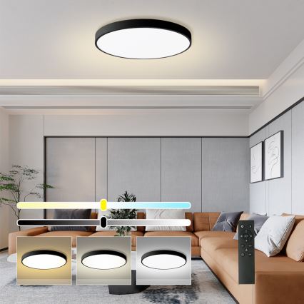 Brilagi - LED Dæmpbart Loftlampe Poolsmart LED/100W/230V 3000-6000K Ø 80 cm Wi-Fi Tuya Sort + Fjernbetjening