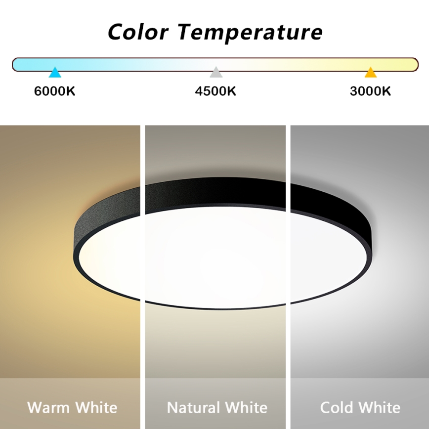 Brilagi - LED Dæmpbart Loftlampe Poolsmart LED/100W/230V 3000-6000K Ø 80 cm Wi-Fi Tuya Sort + Fjernbetjening