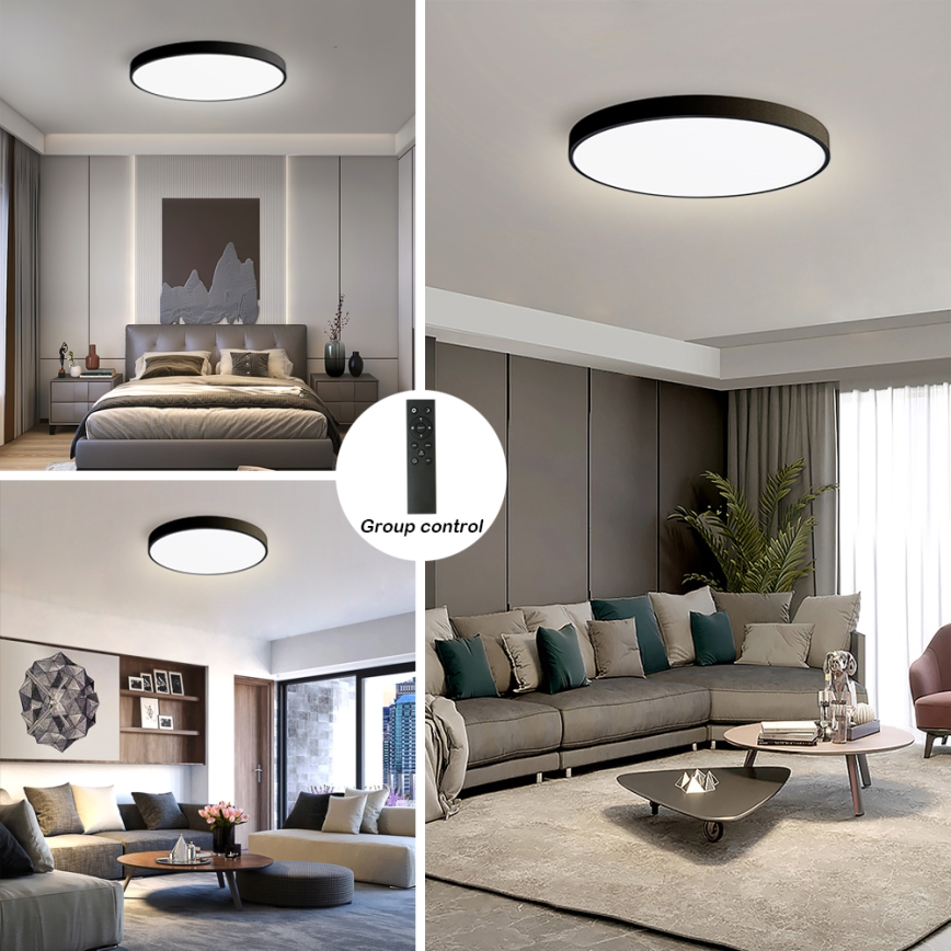 Brilagi - LED Dæmpbart Loftlampe Poolsmart LED/100W/230V 3000-6000K Ø 80 cm Wi-Fi Tuya Sort + Fjernbetjening