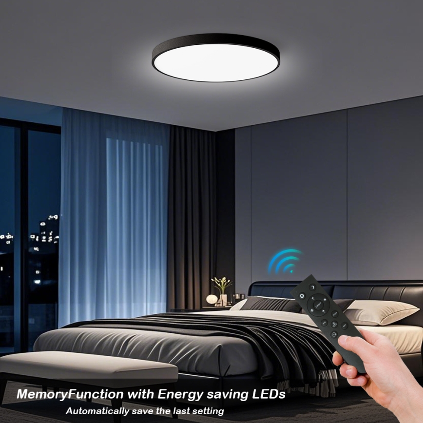 Brilagi - LED Dæmpbart Loftlampe Poolsmart LED/100W/230V 3000-6000K Ø 80 cm Wi-Fi Tuya Sort + Fjernbetjening