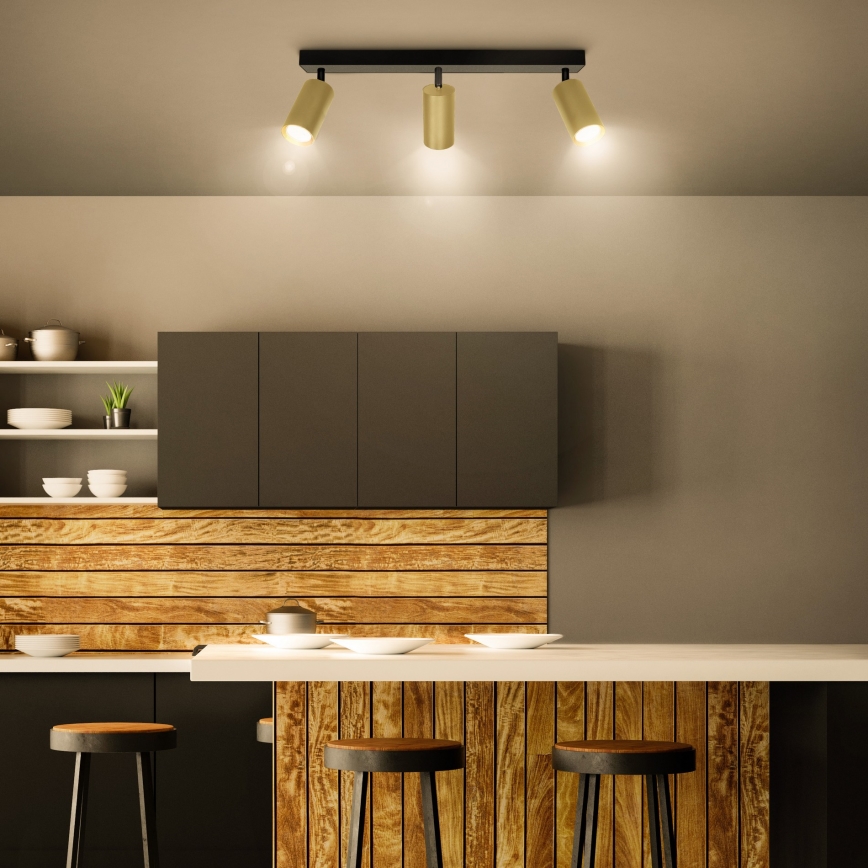 Brilagi - LED RGBW dæmpbar spotlampe SELE GOLDEN 3xGU10/6W/230V 3000K sort/guld + fjernbetjening