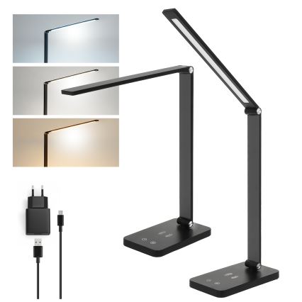 Brilagi - Dæmpbar LED bordlampe med berøringsbetjening og trådløs Qi-opladning MODO CHARGE LED/7W/5V 3000/4000/6000K sort