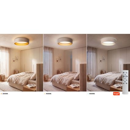Brilagi - Dæmpbar LED-loftlampe VELVET SMARTIX LED/24W/230V 3000-6000K Ø 45 cm cremefarvet/guld Wi-Fi Tuya Beacon + fjernbetjening