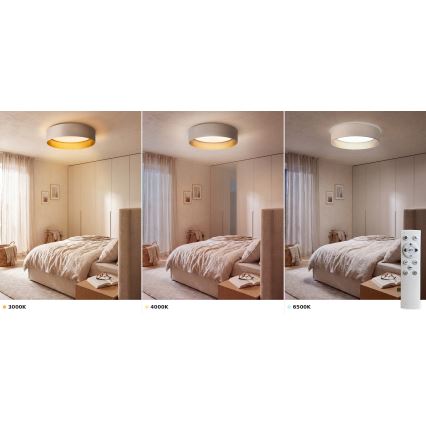 Brilagi - Dæmpbar LED-loftlampe VELVET SMART VARI LED/24W/230V 3000-6500K Ø 45 cm cremefarvet/guld + fjernbetjening