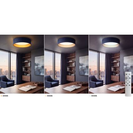 Brilagi - Dæmpbar LED-loftlampe VELVET SMART VARI LED/24W/230V 3000-6500K Ø45 cm blå/guld + fjernbetjening